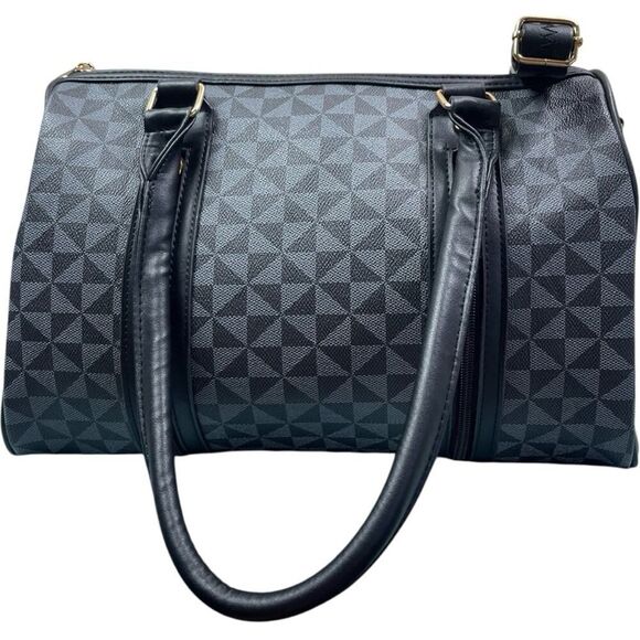 Designer Fashion Black Gray Monogram Large Bag - Picture 5 of 8